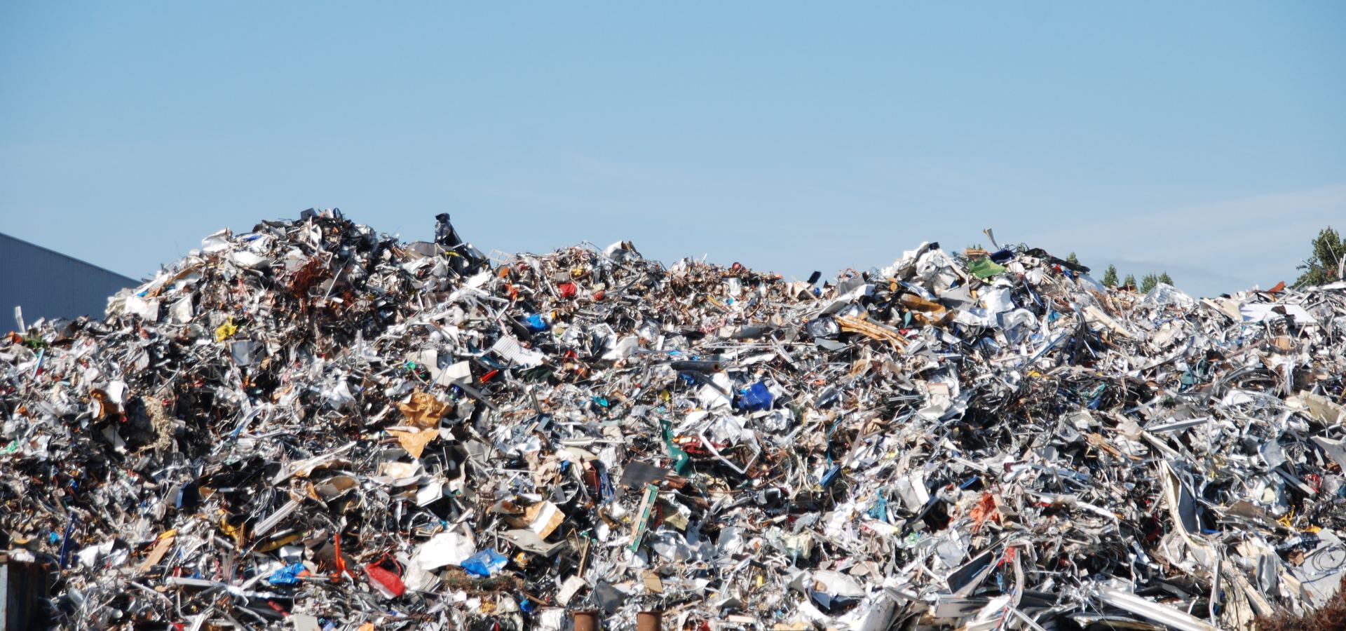 Pile of processed scrap electronics at a recycling facility