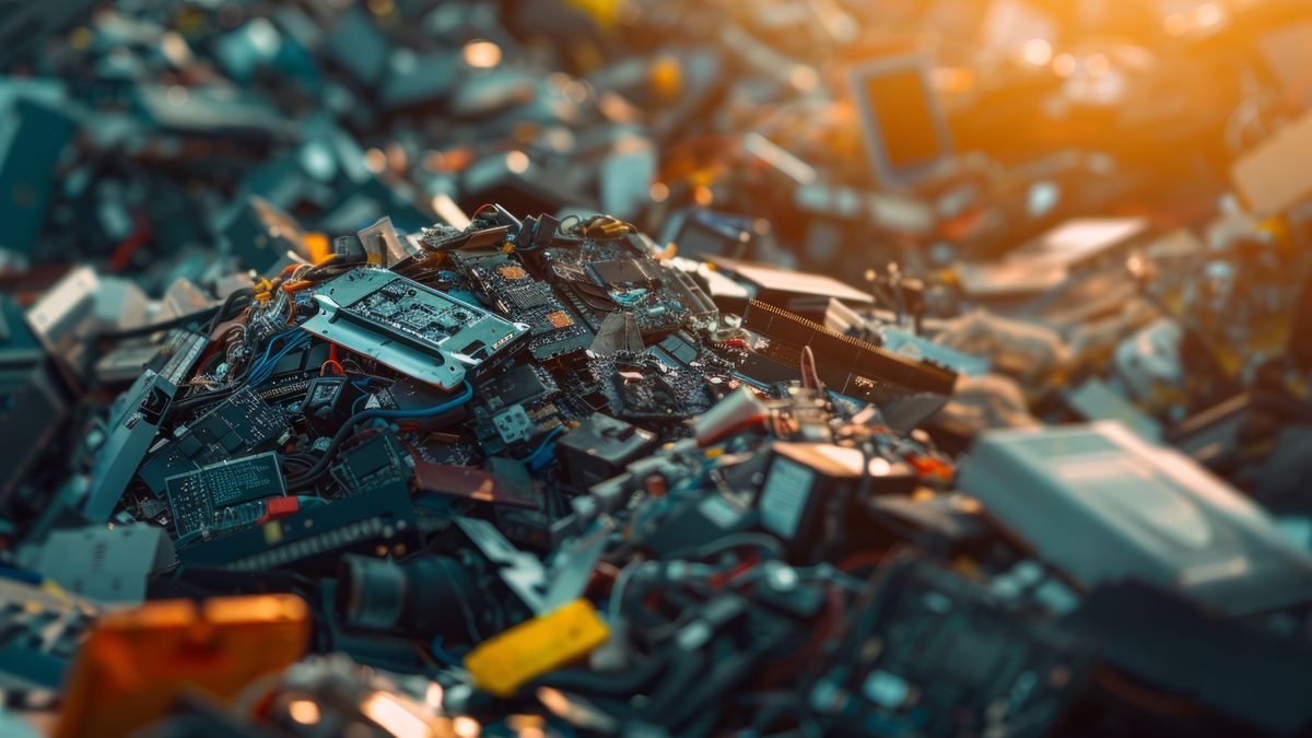 Close-up of a circuit board, representing IT asset processing